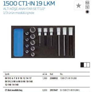 1500 CT-1-IN 19 LKM Altıköşe Anahtar Seti 1-2 (1)