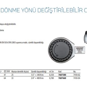 7418 Geçmeli ve Dönme Yönü Değiştirilebiilir Cırcır Kolu (2)
