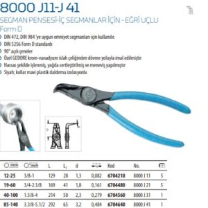 8000 J11-J 41 Segman Pensesi-İç Segmanlar için-Eğri Uçlu