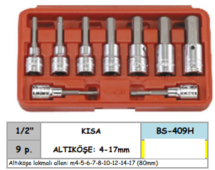 BS-409H KROMAJLI ALTIKÖŞE LOKMALI ALLEN TAKIMI BS-409H KROMAJLI ALTIKÖŞE LOKMALI ALLEN TAKIMI
