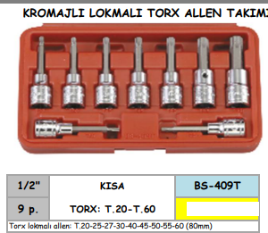 BS-409T KROMAJLI LOKMALI TORX ALLEN TAKIM