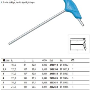 DT 2142 ''T'' Tipi Altıköşe Anahtar Gömme Başlı Vidalar için (2)