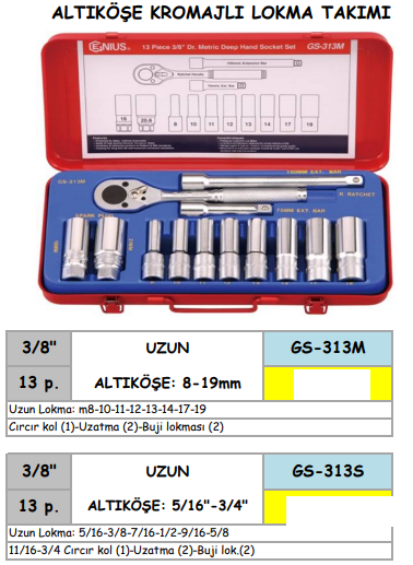 GS-313M-313S ALTIKÖŞE KROMAJLI LOKMA TAKIMI (2) GS-313M-313S ALTIKÖŞE KROMAJLI LOKMA TAKIMI (2)